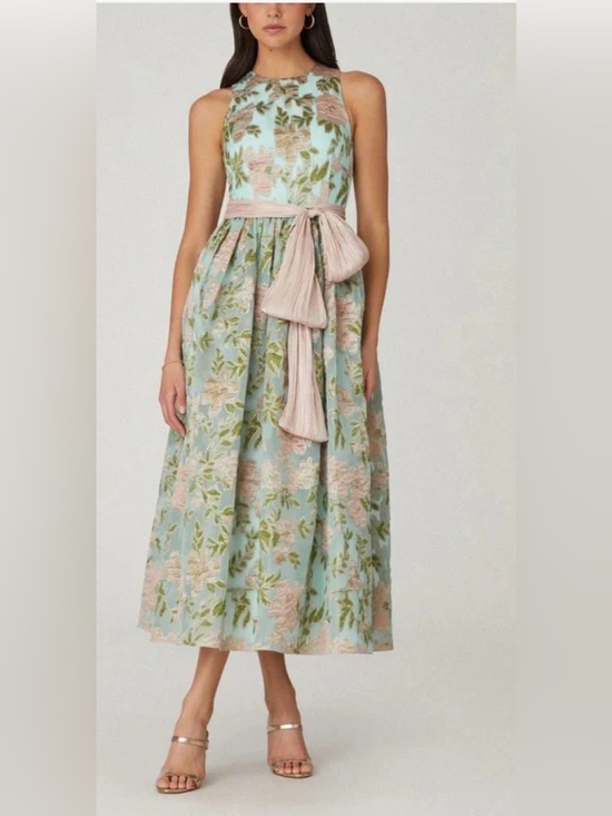 Shoshanna Dresses & Skirts - Shoshanna Serra Jacquard Green Blue Pink Blush Floral Midnight Midi Dress Gown